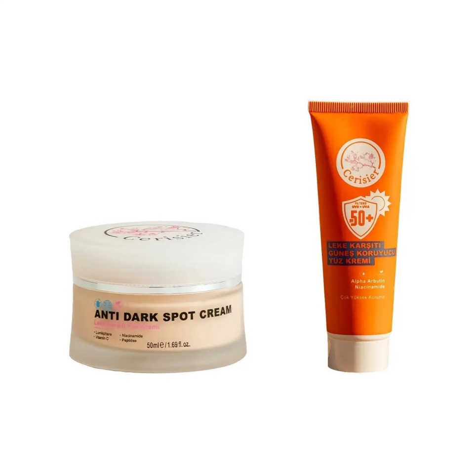 SPF 50+ Leke Karşıtı Güneş Koruyucu Yüz Kremi + Leke Karşıtı Yüz Kremi